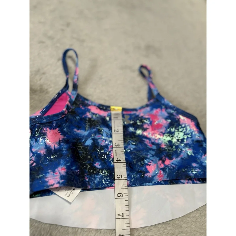 New Under‎ Armour Girls 12 Photon Blue Pink Swim Suit Top Only UPF 50 - Picture 9 of 9